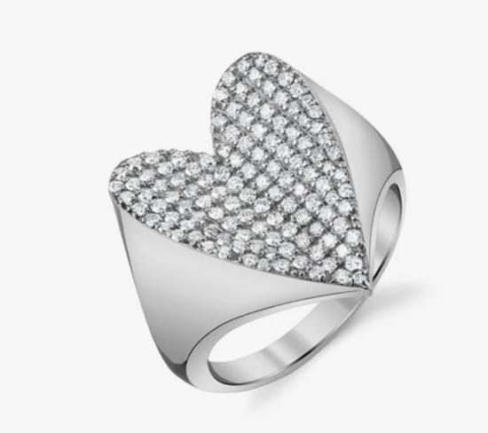  반지 셰릴 로우 폴디드 하트 파베 다이아몬드 링