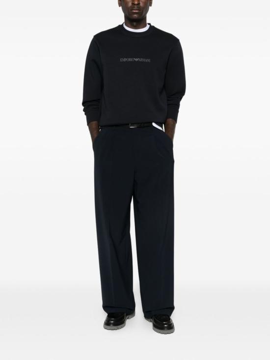  엠포리오 아르마니 긴팔 티셔츠 로고 코튼 스웨트셔츠 블루 - EMPORIO ARMANI