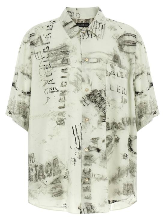  발렌시아가 반팔 셔츠 미니멀 셔츠 그레이