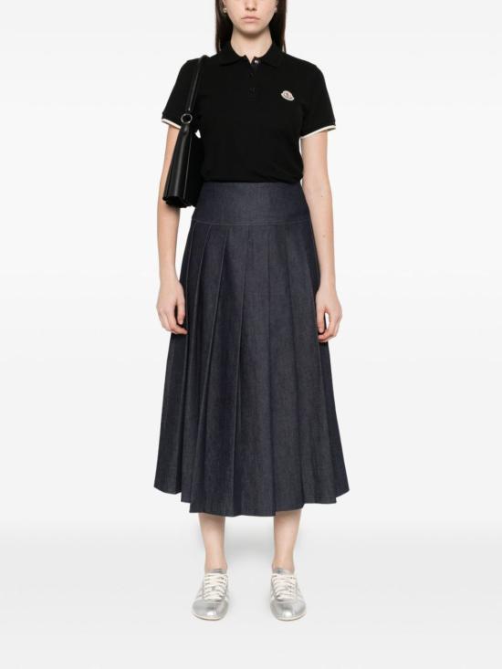  몽클레어 반팔 티셔츠 몽클레르 로고 코튼 폴로 셔츠 블랙 - MONCLER