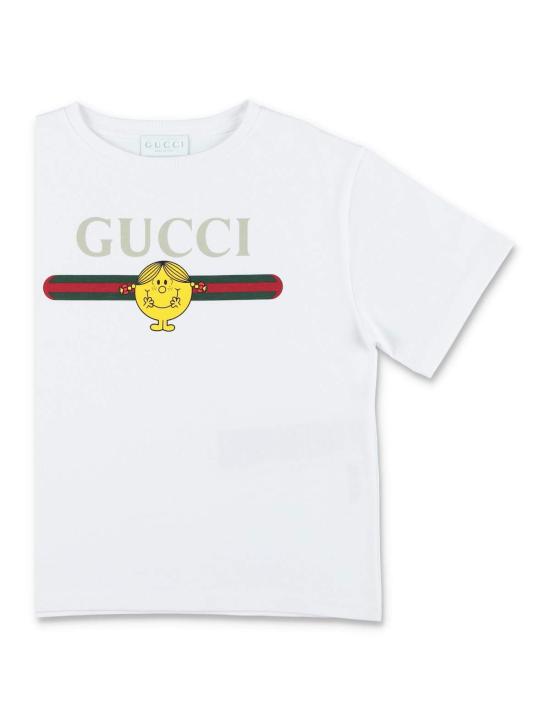  [키즈] 구찌 티셔츠 키즈 미스터 맨 리틀 미스 오버사이즈 티셔츠 옵티컬 화이트 - GUCCI