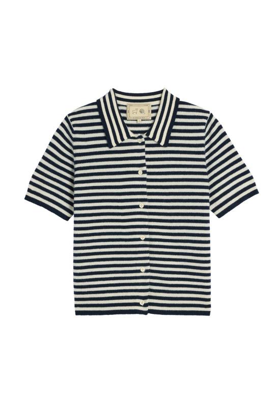  데미리 뉴욕 가디건 데밀리 레슬리 스트라이프 캐시미어  아이보리/네이비 - DEMYLEE