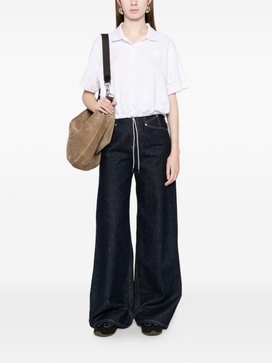  몽클레어 반팔 티셔츠 몽클레르 로고 코튼 폴로 셔츠 화이트 - MONCLER