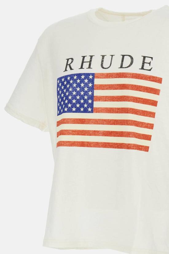  루드 반팔 티셔츠 Rhude USA 플래그 슬럽 티셔츠 화이트 - RHUDE