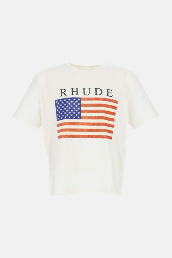  루드 반팔 티셔츠 Rhude USA 플래그 슬럽 티셔츠 화이트