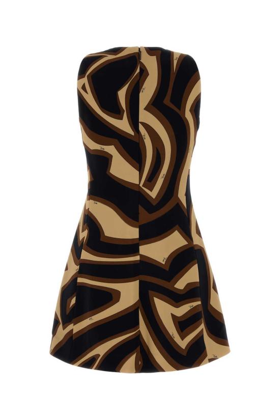  푸찌 숏 원피스 푸치 프린트 스트레치 비스코스 드레스 블랙골드 - PUCCI