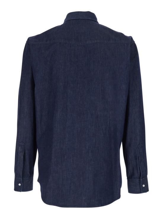  디스퀘어드2 데님 팬츠 Dsquared2 블루 데님 셔츠, 클래식 칼라 및 앞면 패치 포켓 2개 - DSQUARED2