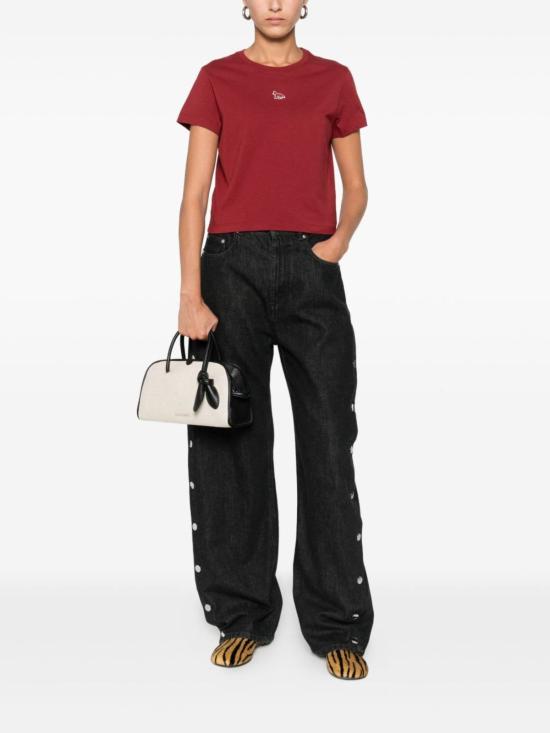  메종키츠네 반팔 티셔츠 메종 키츠네 로고 코튼 티셔츠 블루 - MAISON KITSUNE