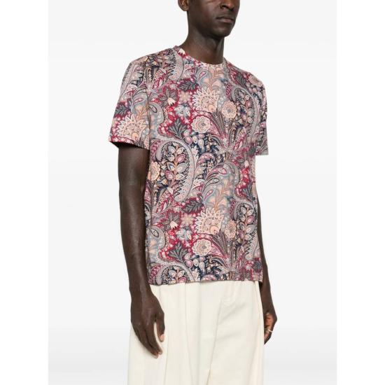  에트로 반팔 티셔츠 티셔츠 탑 레드 - ETRO