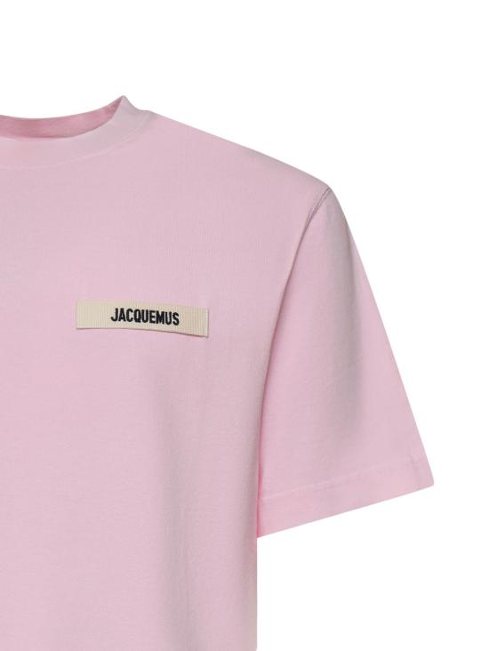  자크뮈스 반팔 티셔츠 로고 코튼 티셔츠 핑크 - JACQUEMUS
