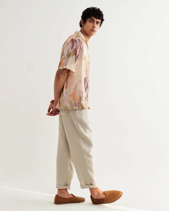  왁스 런던 반팔 셔츠 골판지 꽃무늬 파스텔 디드콧 셔츠 - WAX LONDON