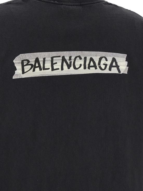  발렌시아가 반팔 티셔츠 마스킹 테이프 티셔츠 블랙 - BALENCIAGA