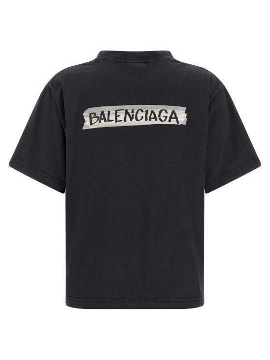  발렌시아가 반팔 티셔츠 마스킹 테이프 티셔츠 블랙 - BALENCIAGA