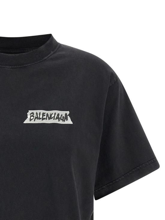  발렌시아가 반팔 티셔츠 마스킹 테이프 티셔츠 블랙 - BALENCIAGA