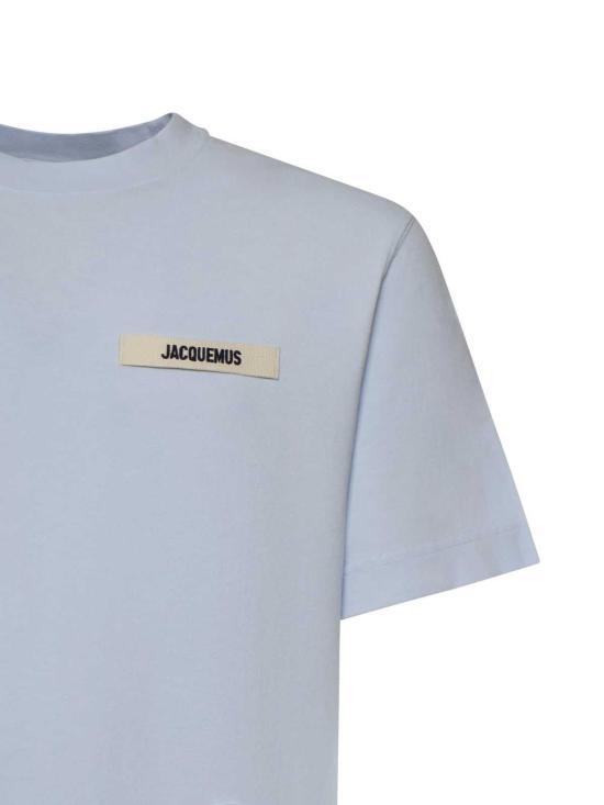  자크뮈스 반팔 티셔츠 로고 코튼 티셔츠 (블루) - JACQUEMUS