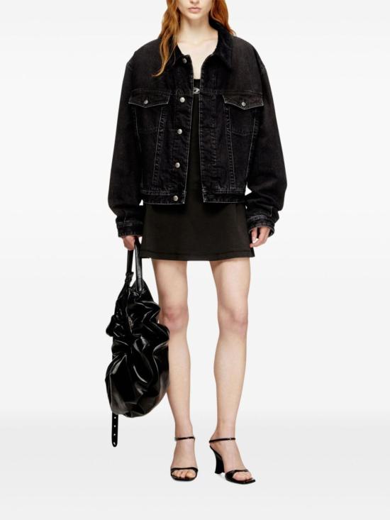  디젤 숏 원피스 오가닉 코튼 미니 드레스 블랙 - DIESEL