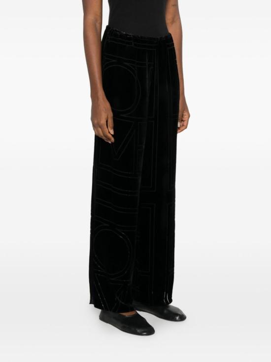  토템 스트레이트 팬츠 모노그램 파자마 팬츠 블랙 - TOTEME