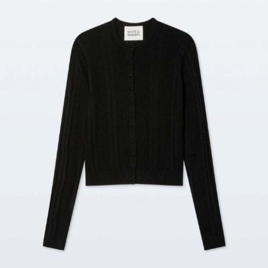  화이트 워렌 긴팔 티셔츠 화이트 + 워렌 슈퍼파인 메리노 울 가디건 - WHITE + WARREN