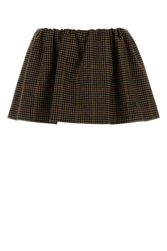  미우미우 숏 스커트 자수 하운드투스 미니스커트 카멜로