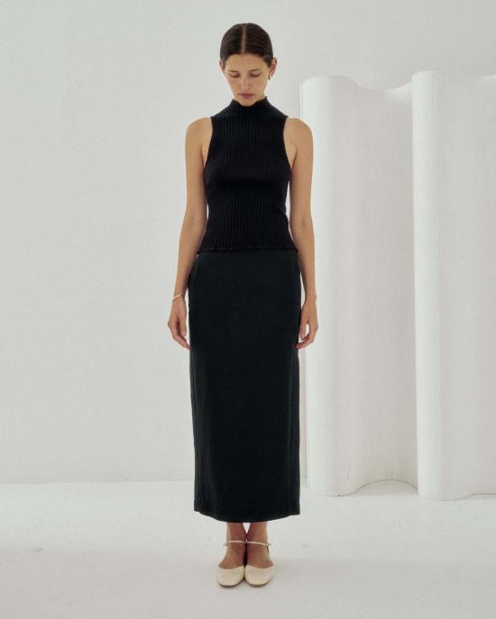  사야카 다비스 뉴욕 민소매 티셔츠 사야카 데이비스 뉴욕 웨이브 립 모크넥 탱크탑 - SAYAKA DAVIS NEW YORK