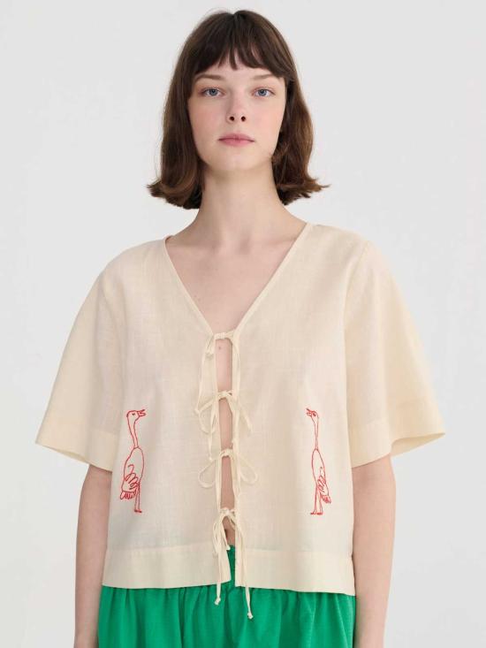  보보쇼즈 블라우스 보보 초세스 자수 타이 - BOBO CHOSES