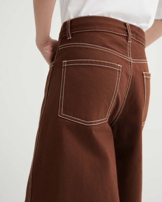  코우토우 데님 숏팬츠 카우토우 프레임워크 쇼츠 브라운 데님 - KOWTOW