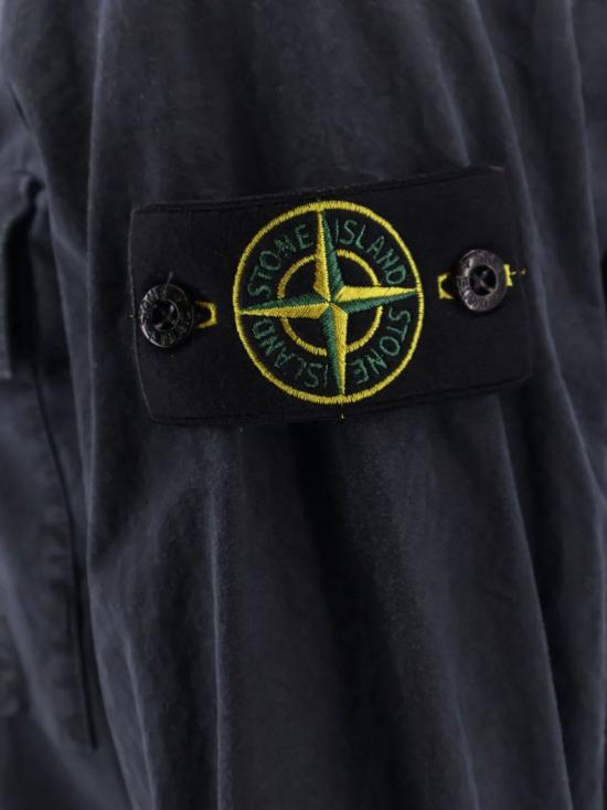  스톤 아일랜드 긴팔 셔츠 코튼 셔츠 블루 - STONE ISLAND