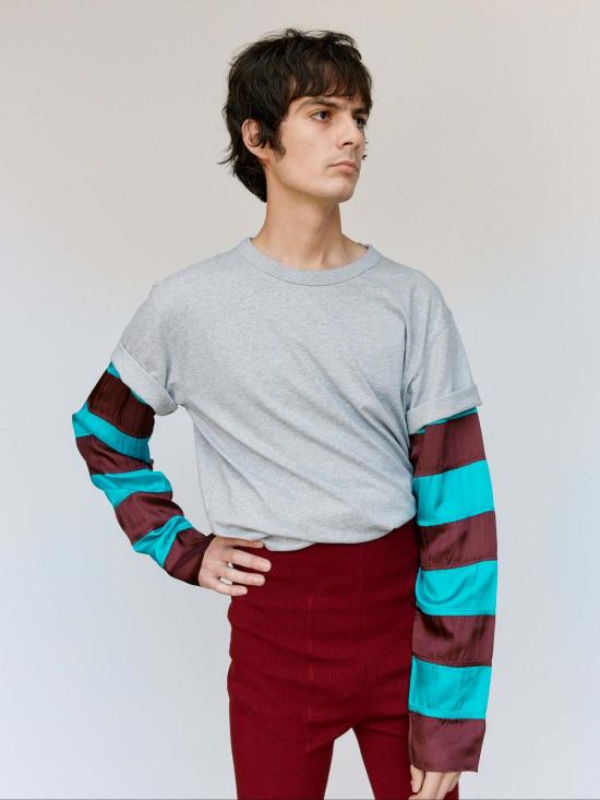  드리스 반 노튼 긴팔 티셔츠 Dries Van Noten 그레이 멜란지 헤더 롱슬리브 티셔츠 - DRIES VAN NOTEN