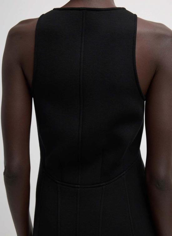  티비 숏 원피스 본디드 비스코스 소재의 조각된 민소매 튜닉 탱크 드레스 - TIBI