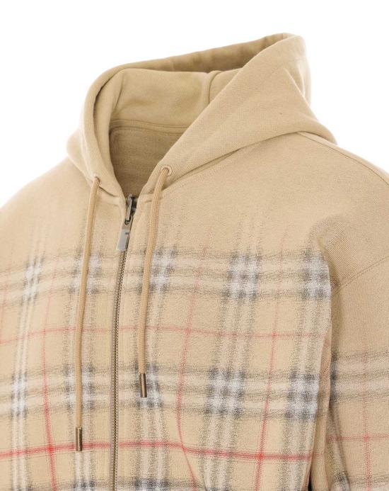  버버리 긴팔 티셔츠 그라데이션 체크 지퍼 스웨트셔츠 베이지 - BURBERRY