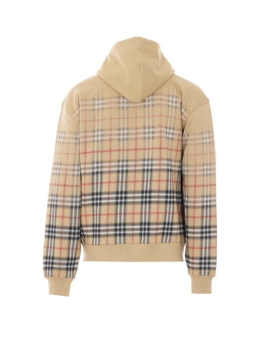  버버리 긴팔 티셔츠 그라데이션 체크 지퍼 스웨트셔츠 베이지 - BURBERRY