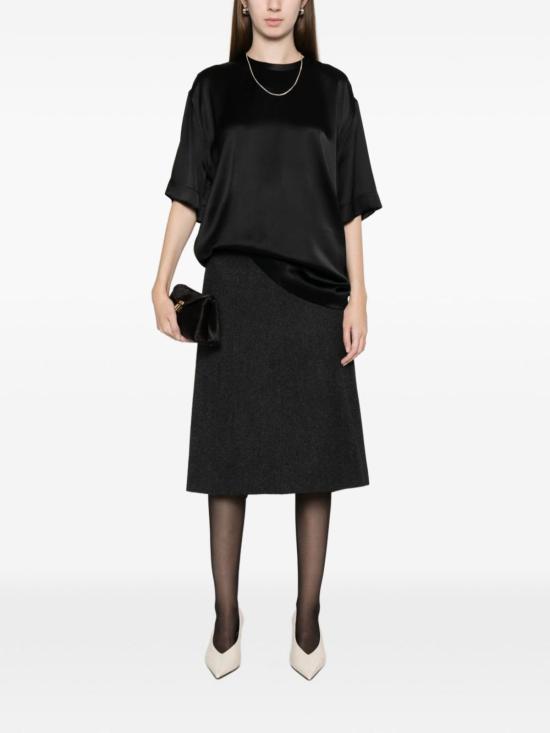  토템 반팔 티셔츠 새틴 티셔츠 블랙 - TOTEME