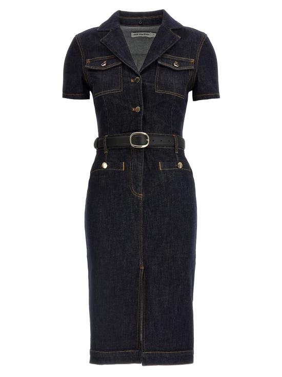  셀프 포트레이트 미디 원피스 인디고 데님 미디 드레스 블루 - SELF PORTRAIT