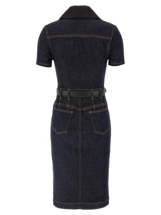  셀프 포트레이트 미디 원피스 인디고 데님 미디 드레스 블루 - SELF PORTRAIT