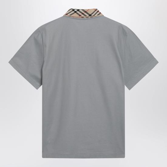 26SS 버버리 체크 칼라 코튼 폴로셔츠 8126968121046 Grey - BURBERRY