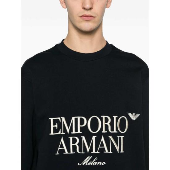 엠포리오 아르마니 긴팔 티셔츠 스웨트셔츠 블루 - EMPORIO ARMANI