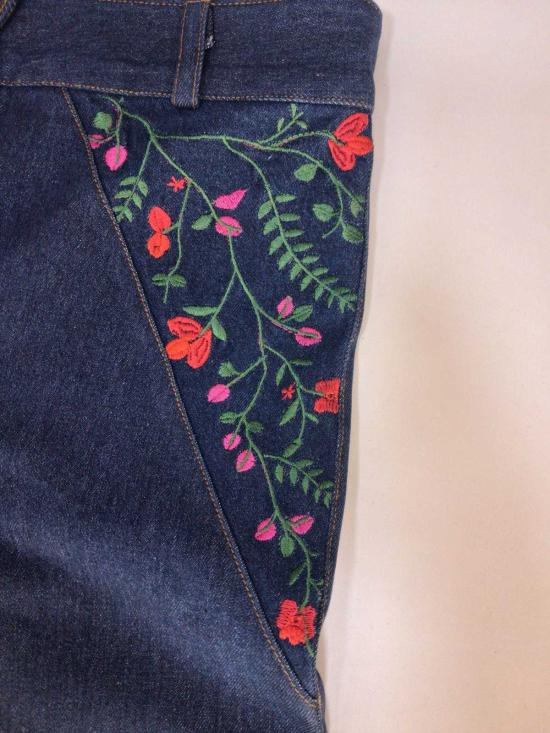  Deerah 데님 팬츠 디라 자수 와이드 레그 진 데님 - OTHER BRANDS