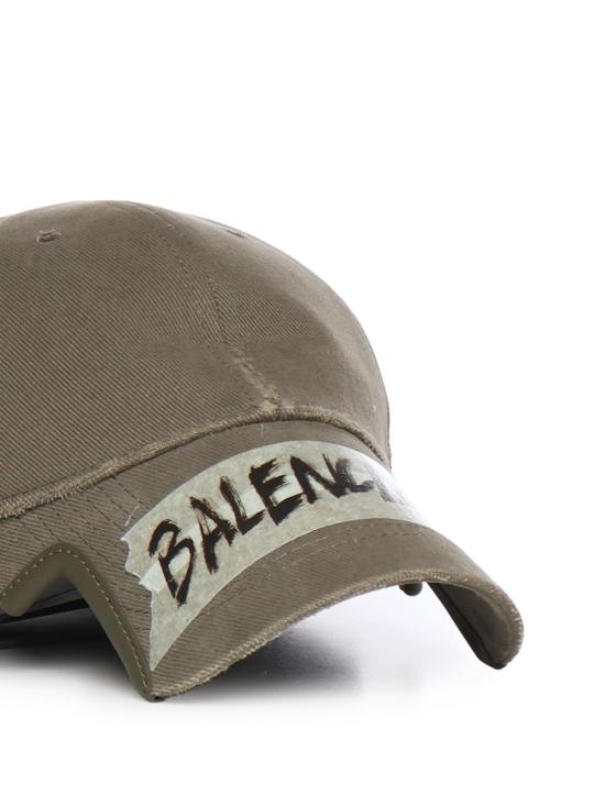  발렌시아가 모자 마스킹 테이프 캡 코튼 드릴 카키 - BALENCIAGA