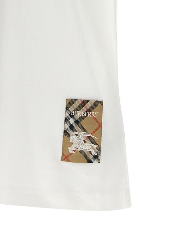  버버리 반팔 티셔츠 체크 패치 티셔츠 화이트 - BURBERRY