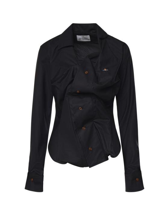  비비안웨스트우드 탑 비비안 웨스트우드 드렁큰 로고 셔츠 블랙