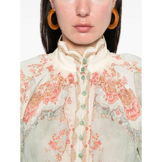  짐머만 블라우스 셔츠  뉴트럴/블루 - ZIMMERMANN