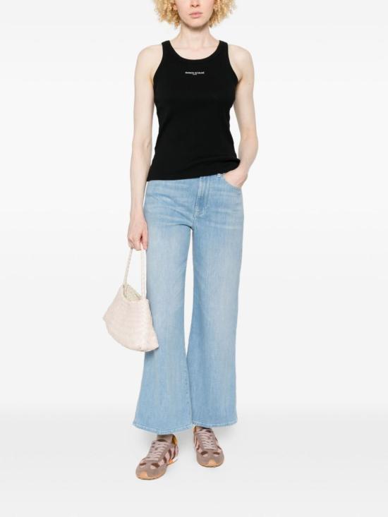  메종키츠네 민소매 티셔츠 메종 키츠네 로고 코튼 탱크탑 블랙 - MAISON KITSUNE