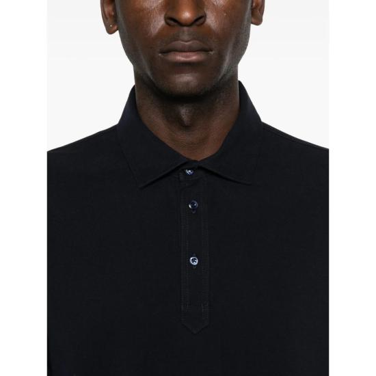  브루넬로 쿠치넬리 폴로 티셔츠 Brunello Cucinelli 스웨터 폴로 셔츠 블루 - BRUNELLO CUCINELLI