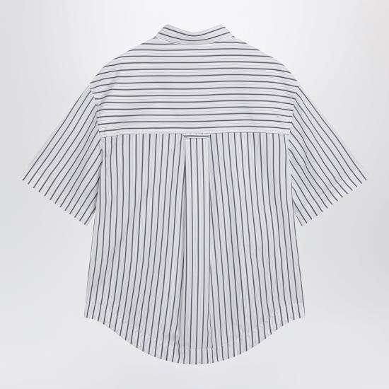26SS 아미 스트라이프 코튼 숏슬리브 아미 드 하트 와이드 셔츠 USH809CO0220 White - AMI