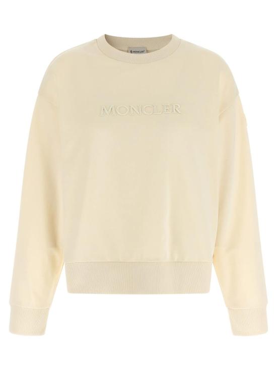  몽클레어 스웨터 몽클레르 로고 자수 스웨트셔츠 베이지