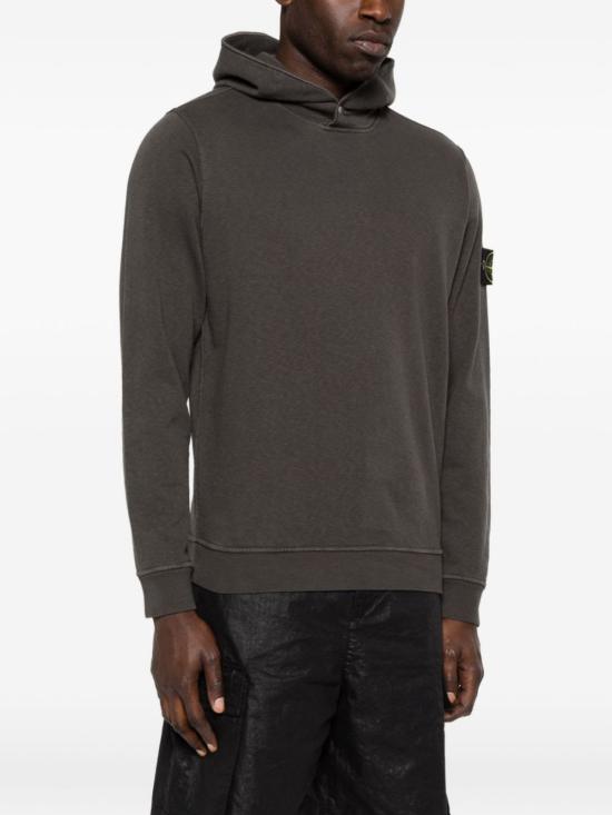  스톤 아일랜드 긴팔 티셔츠 로고 코튼 후드티 그린 - STONE ISLAND