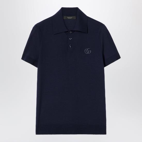 26SS 구찌 자수 울 니트 폴로 셔츠 866943XKFHL Blue