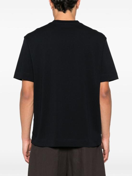  엠포리오 아르마니 반팔 티셔츠 로고 코튼 티셔츠 블루 - EMPORIO ARMANI