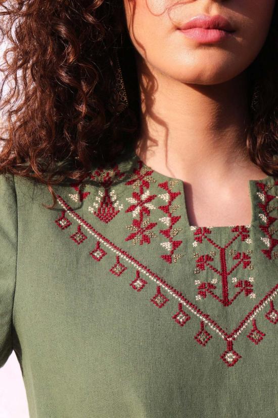  Deerah 반팔 티셔츠 디라 팔라히 손자수 린넨 셔츠 - OTHER BRANDS