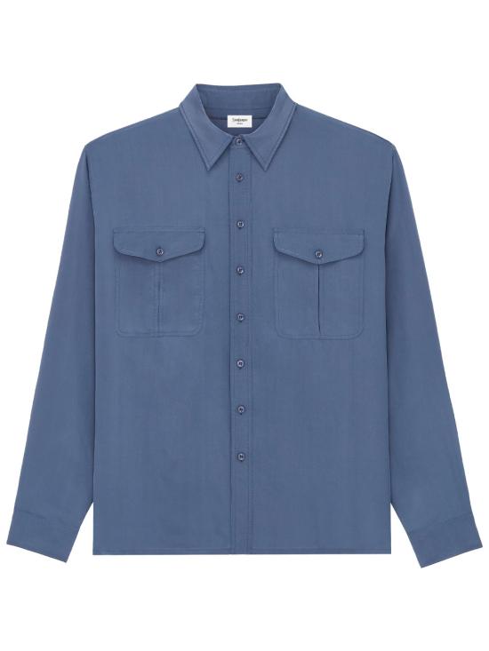 26SS 생로랑 긴팔 셔츠 854249 Y2N49 4812 BLEU ACIER